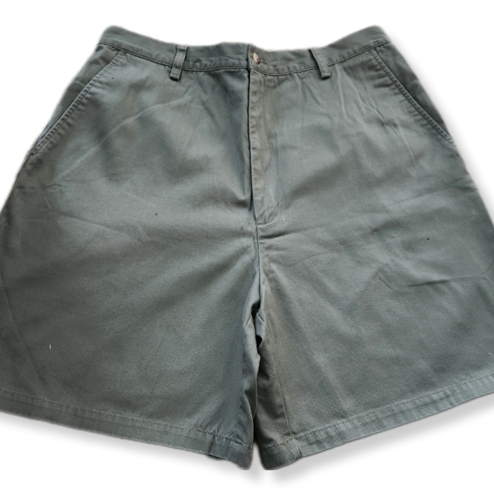Eddie Bauer Flat Front Army Green Shorts Cotton Shorts Size 16 W-940
